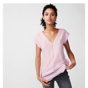 2018 Lilac-EXPRESS Silky Zip Front Gramercy Tee
